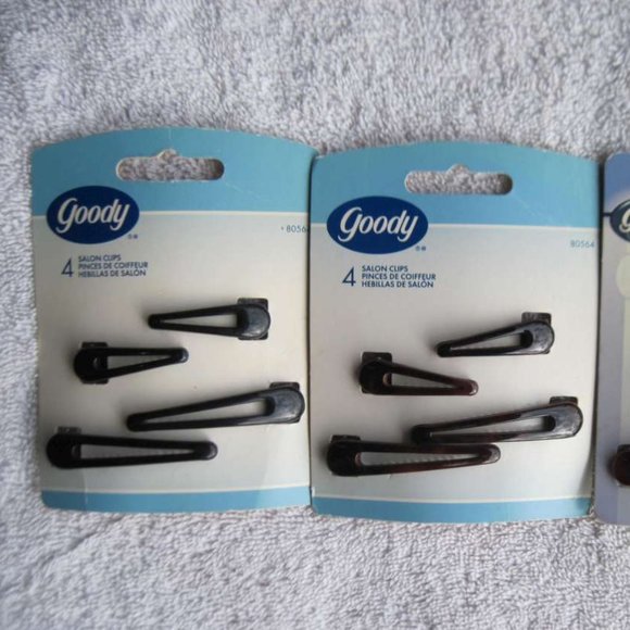 4 Goody Plastic Salon Clips Spring Backs Secure Hair Section Dark Black Red 2002 - Picture 1 of 15
